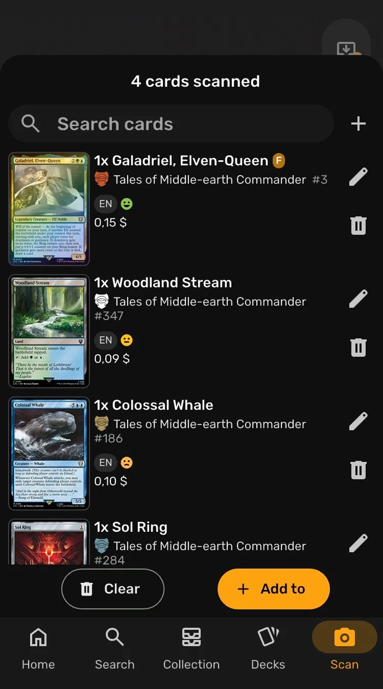 Scanned cards overview 1