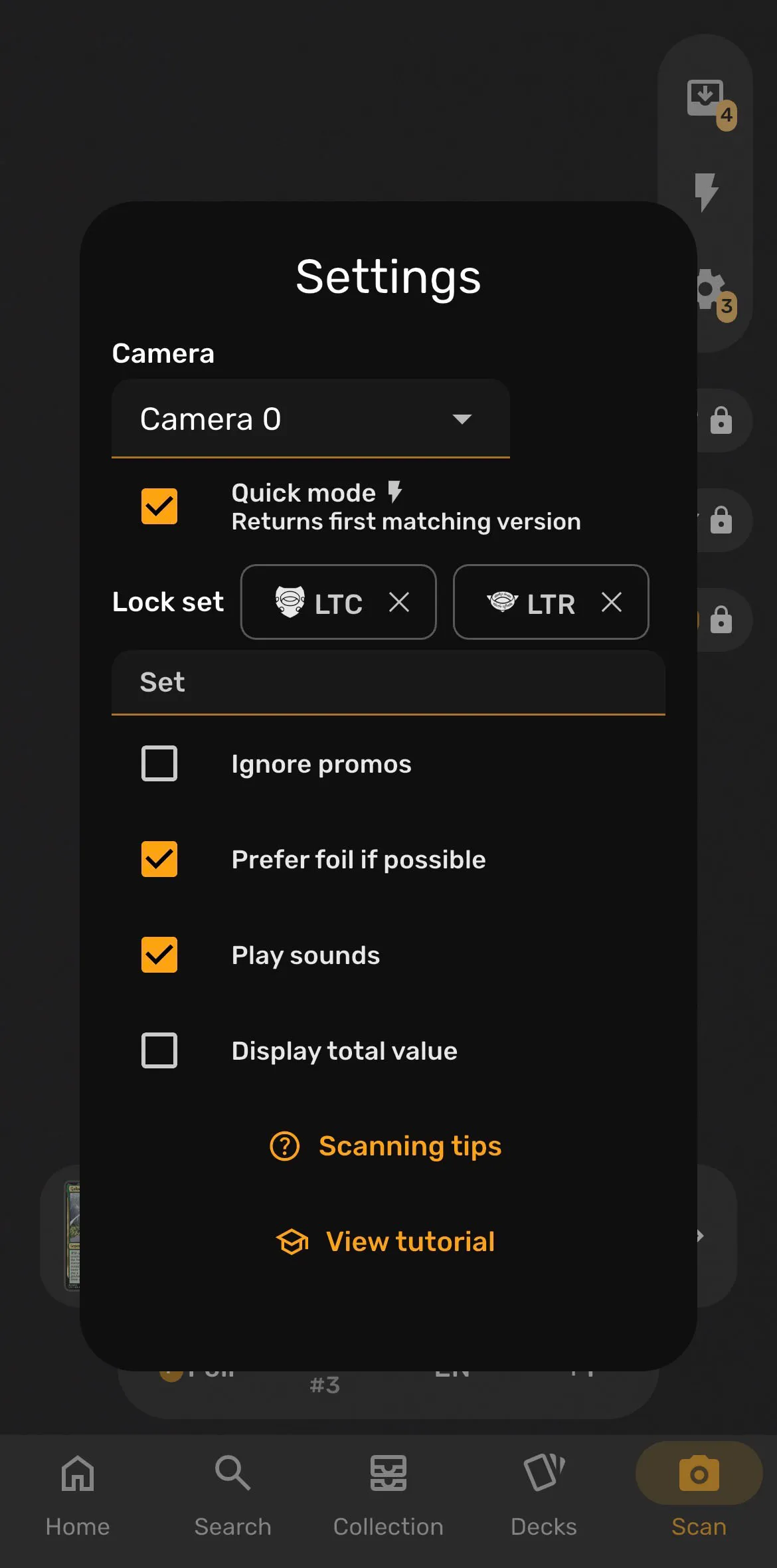 Settings Scanner UI